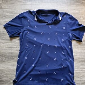 Nike Men's Dark Blue Polo with White Accents